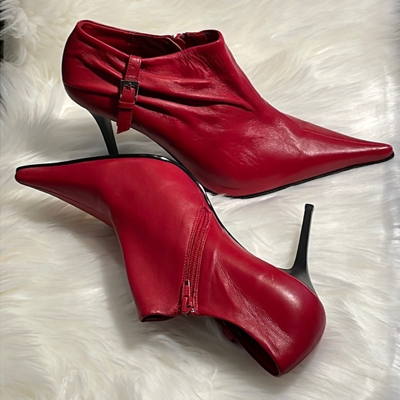GOUYA Shoes - GOUYA Bright Red Ankle Booties